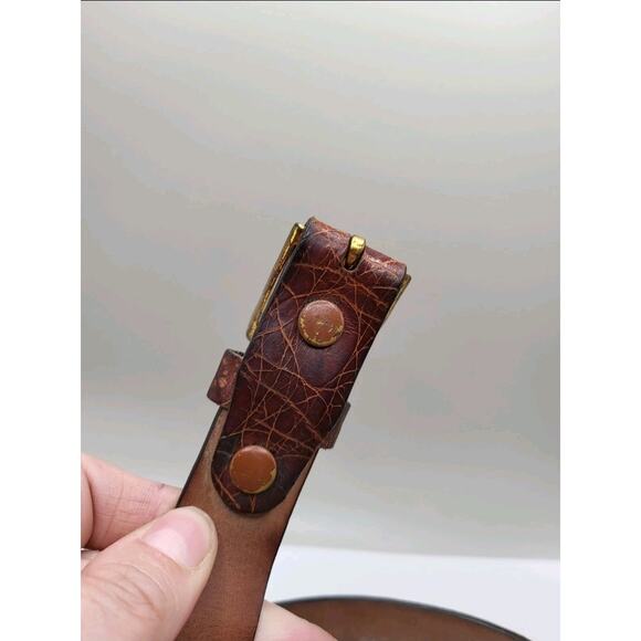 Vintage 1950s Genuine Alligator Belt Size 30 Brown Exotic Leather Mid Century main image 9